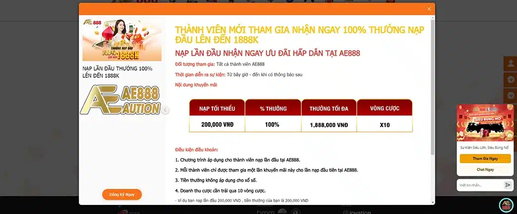 khuyen mai nap dau 100 ae888
